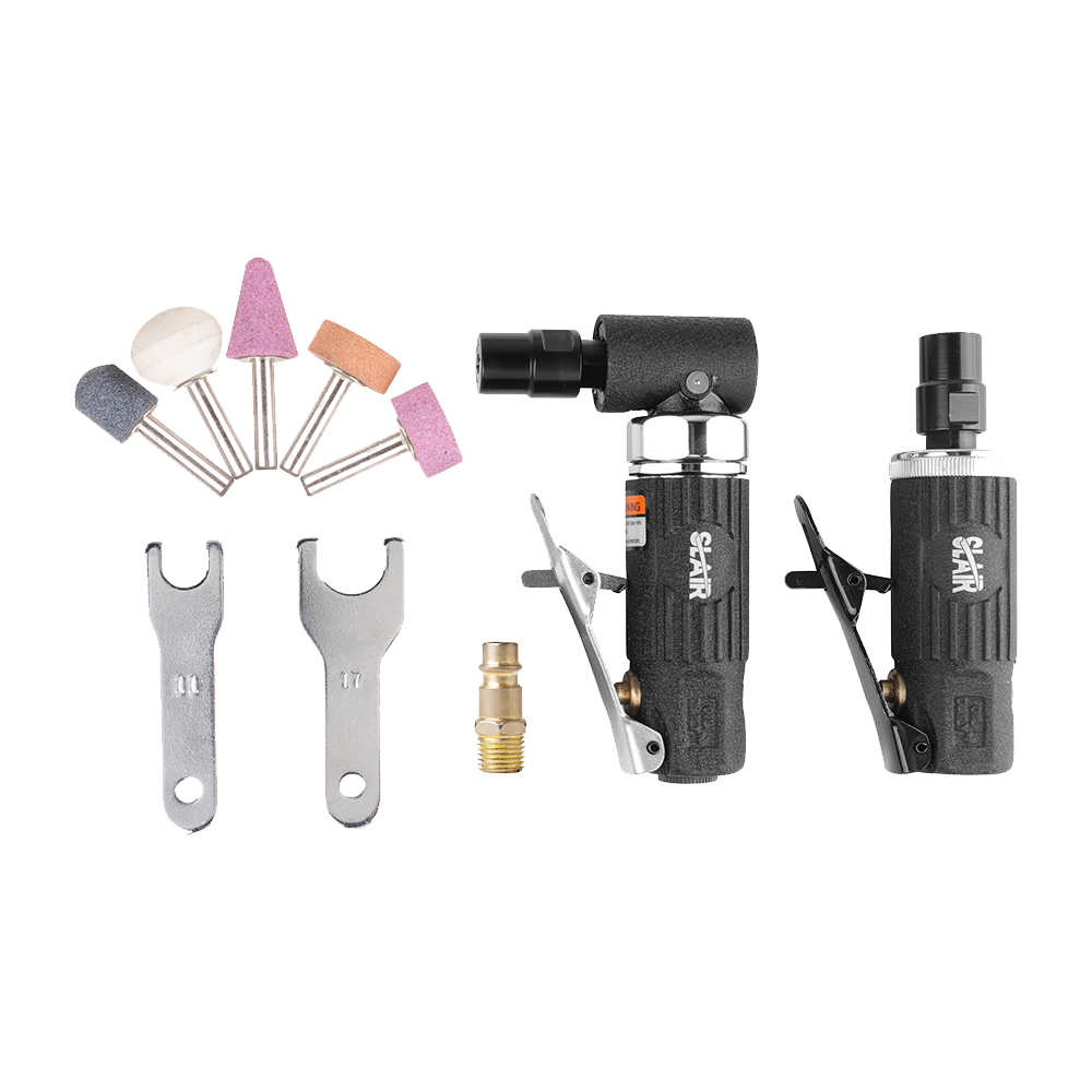  SLAIR ชุดเครื่องมือ 12PC 1/4" 1/8" MINI ANGLE AIR DIE GRINDER KIT WITH STONE, BMC SET