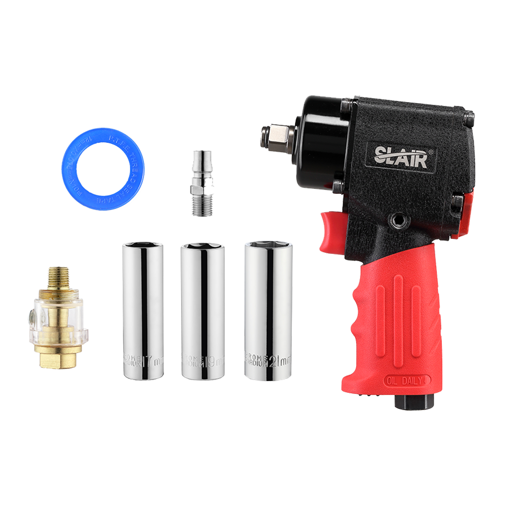  SLAIR ชุดเครื่องมือ 8PC 1/2" MINI AIR IMPACT WRENCH KIT, WITH SOCKET, 680NM, SHORT, NARROW SPACE, BMC SET