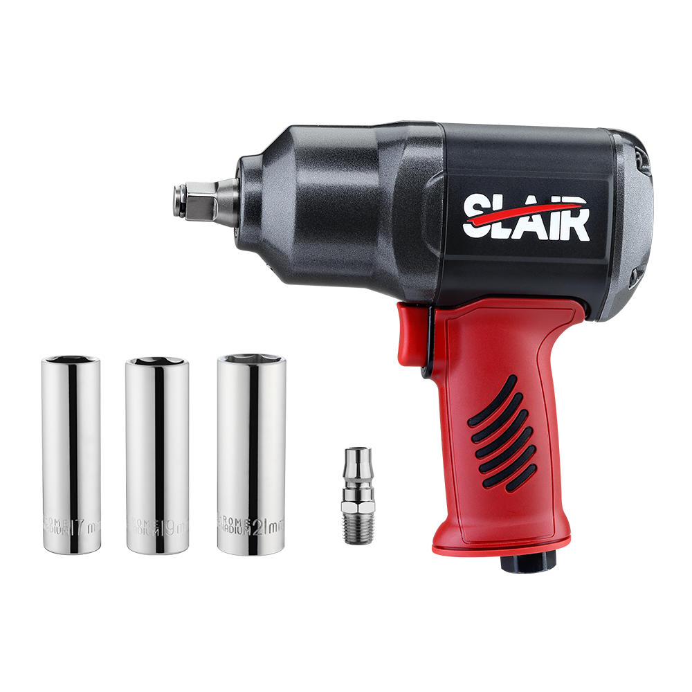  SLAIR ชุดเครื่องมือ 7PC 1/2" AIR IMPACT WRENCH KIT, WITH SOCKET, 1300NM, TWIN HAMMER, COMPOSITE, BMC SET