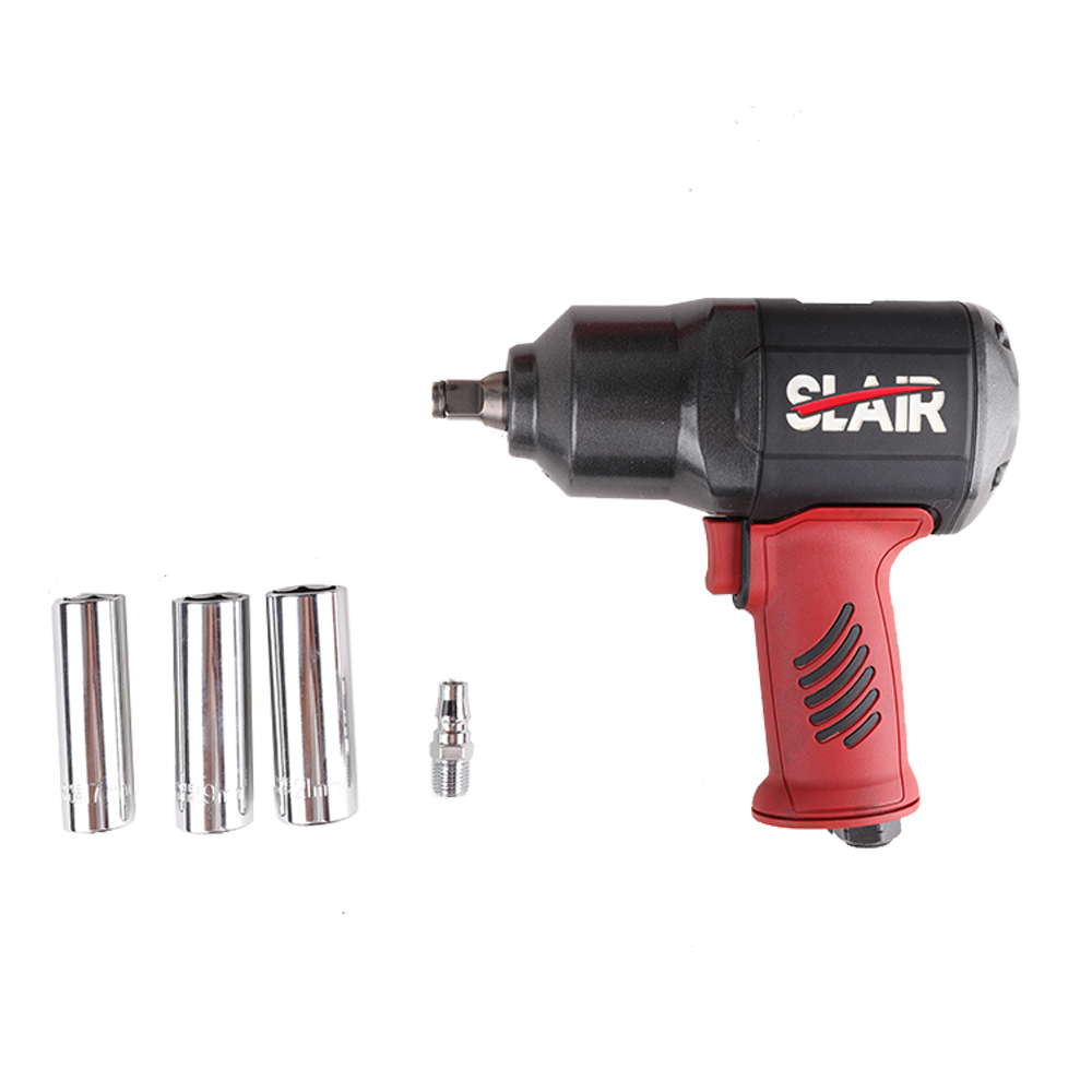  SLAIR ชุดเครื่องมือ 7PC 1/2" AIR IMPACT WRENCH KIT, WITH SOCKET, 1300NM, TWIN HAMMER, COMPOSITE, BMC SET